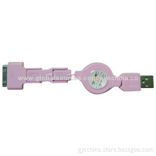 3-in-1 Retractable USB Data Cable, Supports Plug-and-play Function